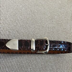 Brown Leather Belt with Silver Buckle